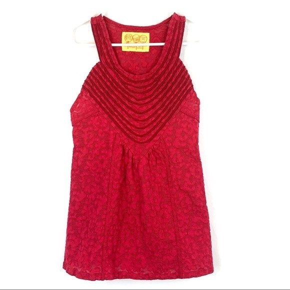 free people red lace halter tank medium - Picture 1 of 5
